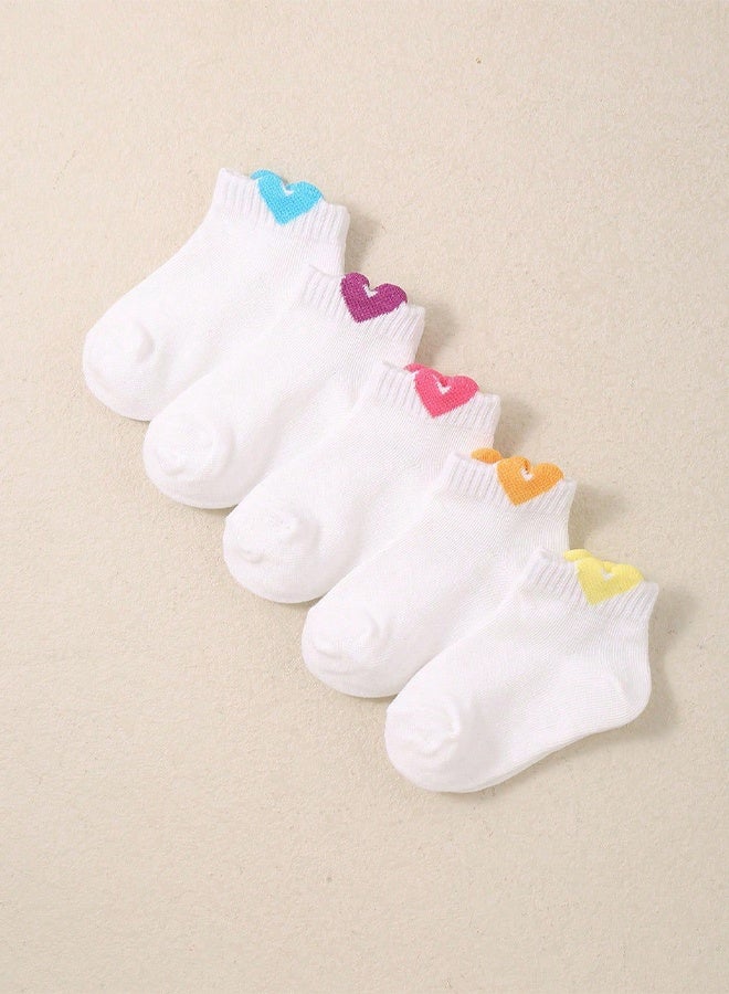 5 Pairs Toddler Baby Ankle Socks, Cute 3D Heart Ornament, Soft Breathable Cotton Socks, Comfort Stretchy for Newborn Infant Daily Use & Gift - Image 3