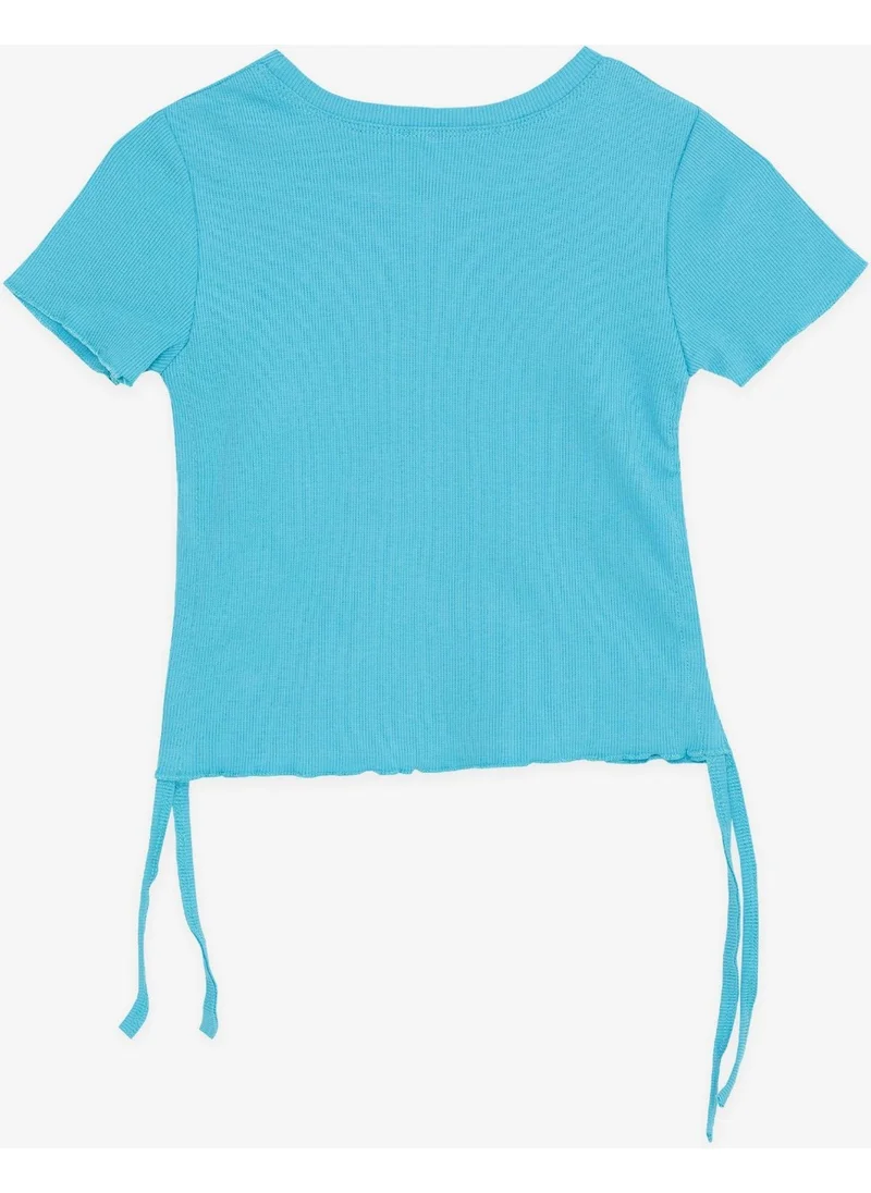 Breeze Girl's T-Shirt with Gathered Sides, Age 8-14, Light Blue