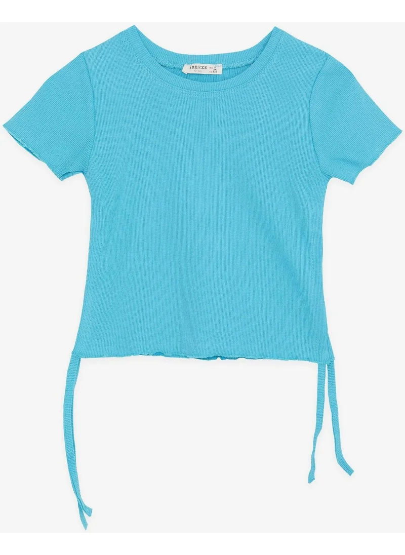 Breeze Girl's T-Shirt with Gathered Sides, Age 8-14, Light Blue
