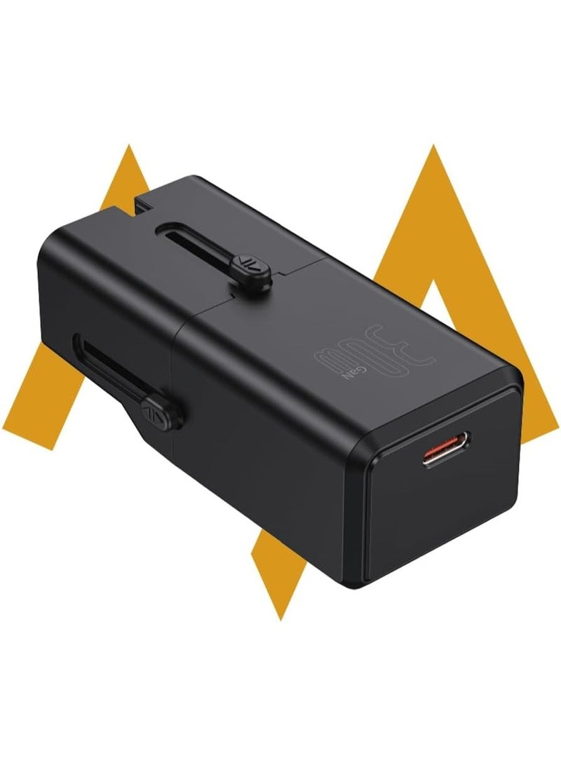 7MD PD30W شاحن سريع بتقنية GaN، قابس حائط مدمج فاخر، تصميم متعدد القابس قابل للطي، مزود طاقة ذكي مقاوم للحريق، تقنية GaN عالمية 30W، كتلة سفر خفيفة الوزن - Image 1