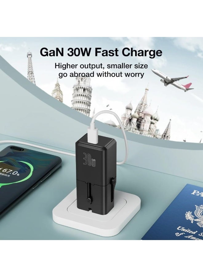 7MD PD30W شاحن سريع بتقنية GaN، قابس حائط مدمج فاخر، تصميم متعدد القابس قابل للطي، مزود طاقة ذكي مقاوم للحريق، تقنية GaN عالمية 30W، كتلة سفر خفيفة الوزن - Image 3