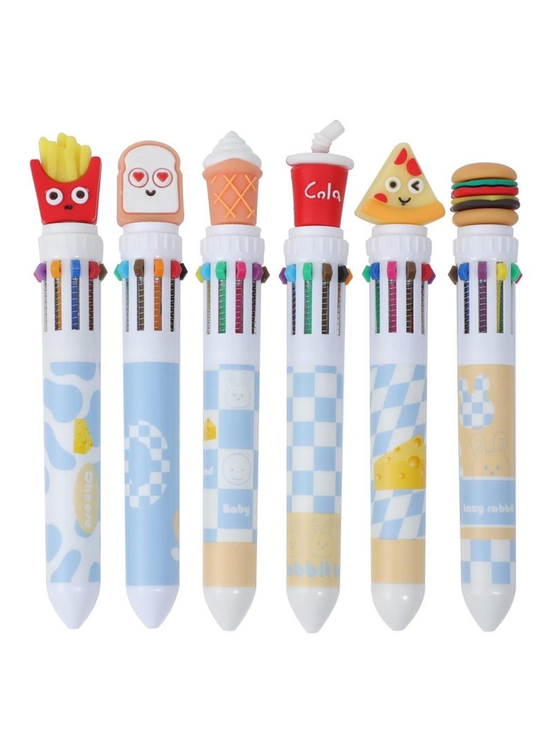 Kawaii Multicolour Pens 6pcs 0.5mm 10 in 1 Retractable Cute Pens Kawaii Office School Supplies Kawaii Stationery for Kids, Girls, Boys - Image 1