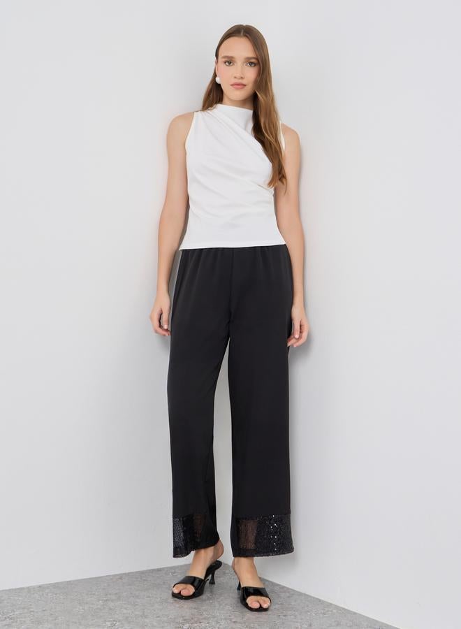 Take Two Sequined Hem Wide Leg Pants - Image 1