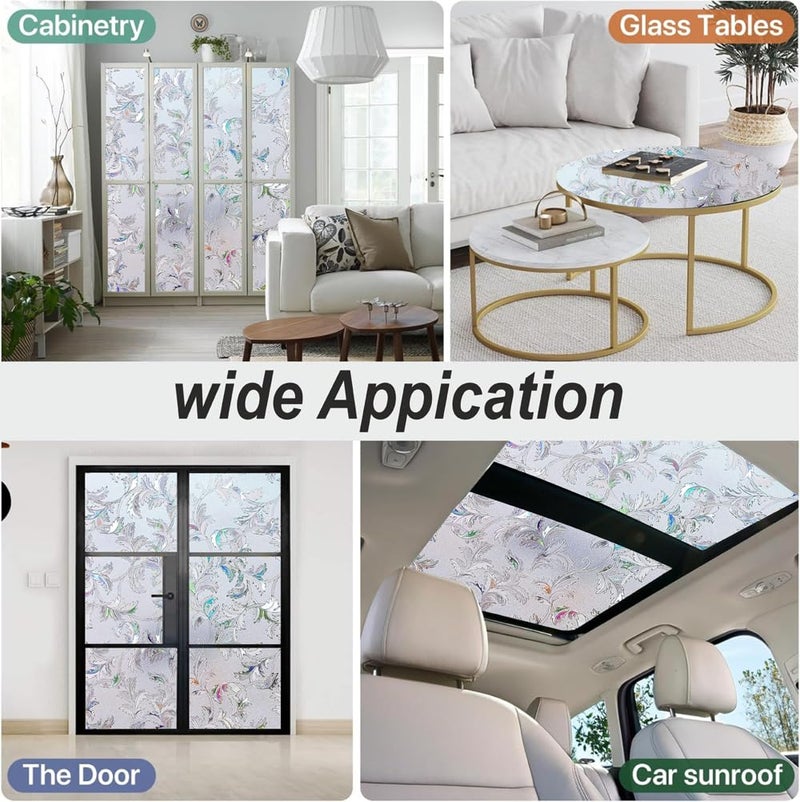 WALLTON Privacy Vinyl Frosted Window Film Glass Sticker Self-Adhesive Film Tint Wallpaper Opaque Sheet for Glass Privacy Cover Window, Door, Office, Home.| Anti-UV. (16x36 Inch, Coriander Leaves) - Image 5