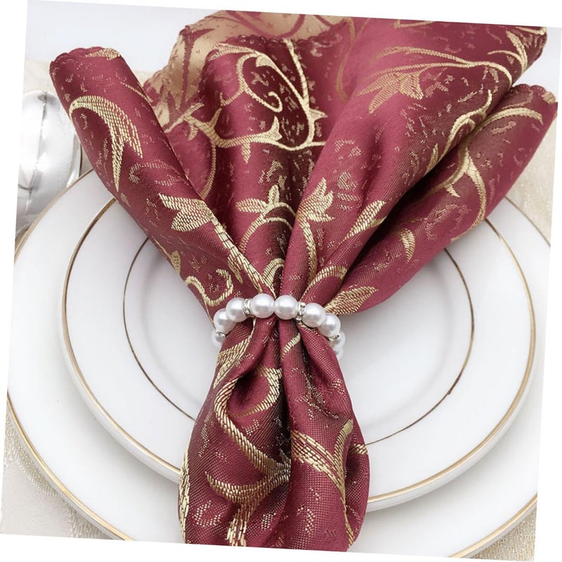 Elastic Pearl Napkin Rings Handmade Beaded Decor for Weddings Parties 5 Pack - Image 3