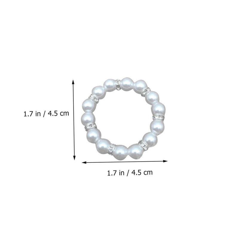 Elastic Pearl Napkin Rings Handmade Beaded Decor for Weddings Parties 5 Pack - Image 5