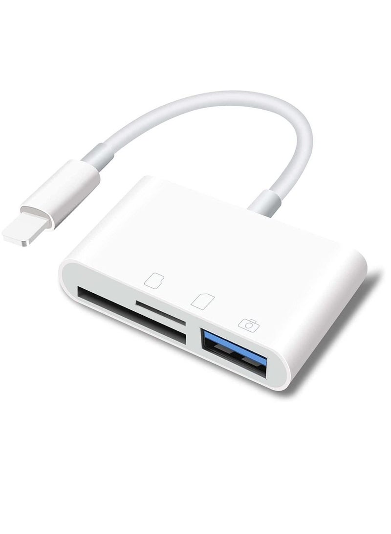 ELTRAZONE SD Card Reader for iPhone iPad, Portable USB Camera Adapter 3 in 1 USB Female OTG Adapter Compatible SD/TF Card - Image 1
