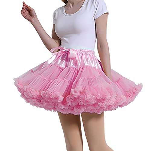MeiLiMiYu Women's Petticoat Skirt Adult Puffy Tutu Skirt Layered Ballet Tulle Pettiskirts Dress Costume Underskirt Pink - Image 1