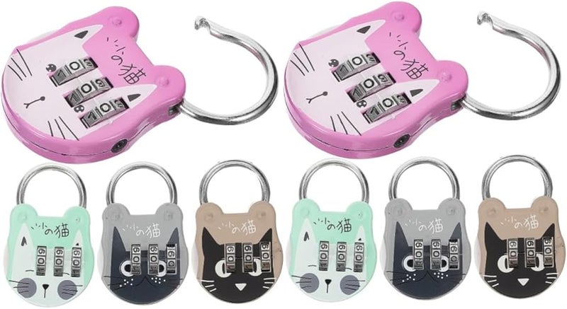 Artibetter 8 Pcs Mini Combination Padlock Set Assorted Color 5 4x3 5cm Cute Cartoon Locker Lock - Image 4
