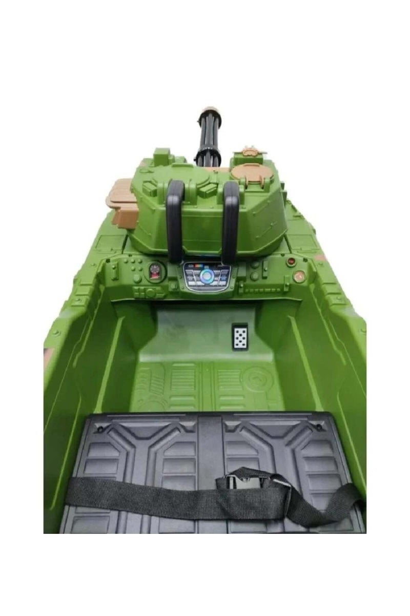 سيارة كهربائية على شكل دبابة للأطفال باللون الأخضر للأولاد - Image 2