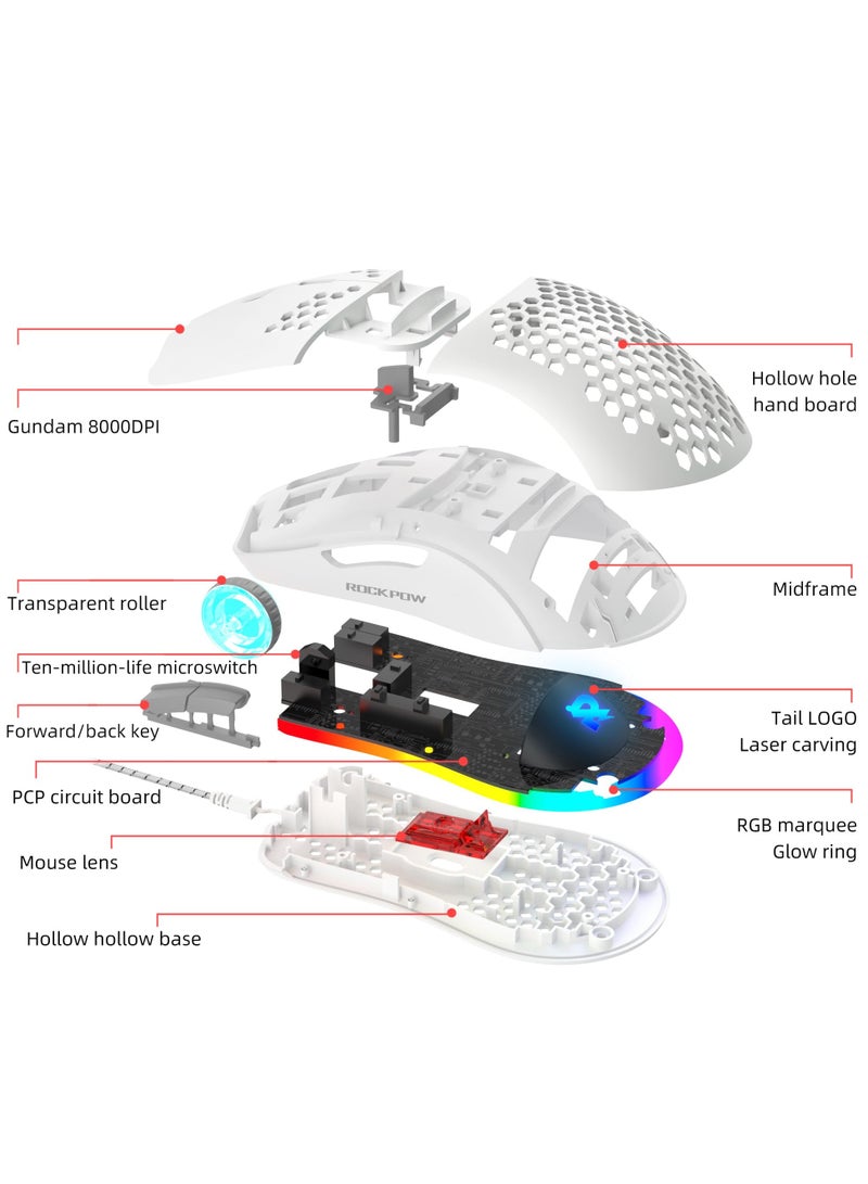روك بو مجموعة لوحة مفاتيح وماوس ألعاب سلكية بنسبة 60%، فئران ألعاب RGB مريحة وخفيفة الوزن 8000 نقطة في البوصة مع مستشعر بصري، 68 مفتاحًا لوحة مفاتيح ألعاب بإضاءة خلفية RGB، لوحة مفاتيح صغيرة للغاية ومقاومة للماء للاعبي الكمبيوتر. - Image 4