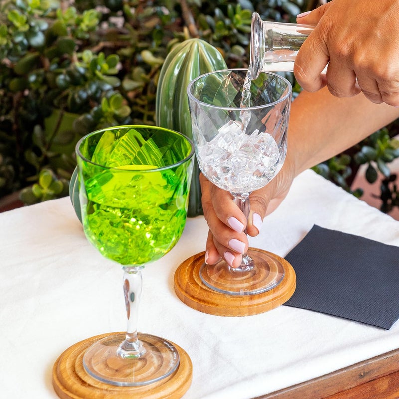 Omada Design 4 Acrylic Glasses for Water and Wine in Transparent acrilic Plastic Diamond Line, Green,10.83 fl oz, M5443 - Image 4