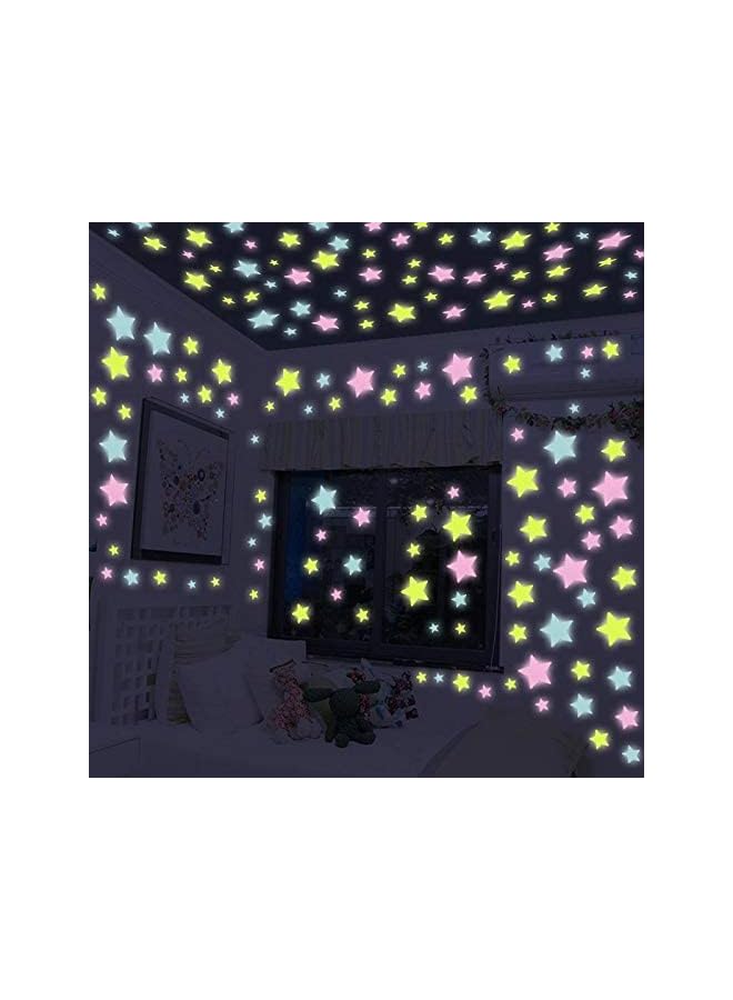 Zaboon Luminous Plastic 3D Stars Glow In The Dark Wall Stickers For Decorative Kids Bedroom Living Room Multi Color - Image 4