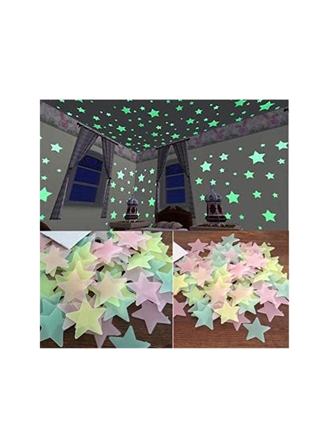 Zaboon Luminous Plastic 3D Stars Glow In The Dark Wall Stickers For Decorative Kids Bedroom Living Room Multi Color - Image 3