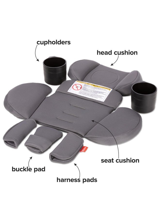 Diono Radian 3R Comfort Travel Kit, Infant Car Seat Accessory, Compatible with Radian 3R, 7-Piece Kit (2 Harness Pads, 1 Buckle Pad, Head Cushion, Seat Cushion, 2 Cupholders), Gray Storm - Image 3