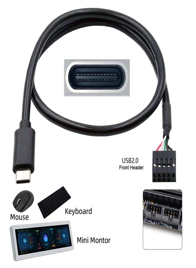 NFHK USB 2.0 Motherboard 9pin 10pin Header to Type-C USB-C Cable 50cm for Mini Monitor Sensor Panel Camera - Image 5