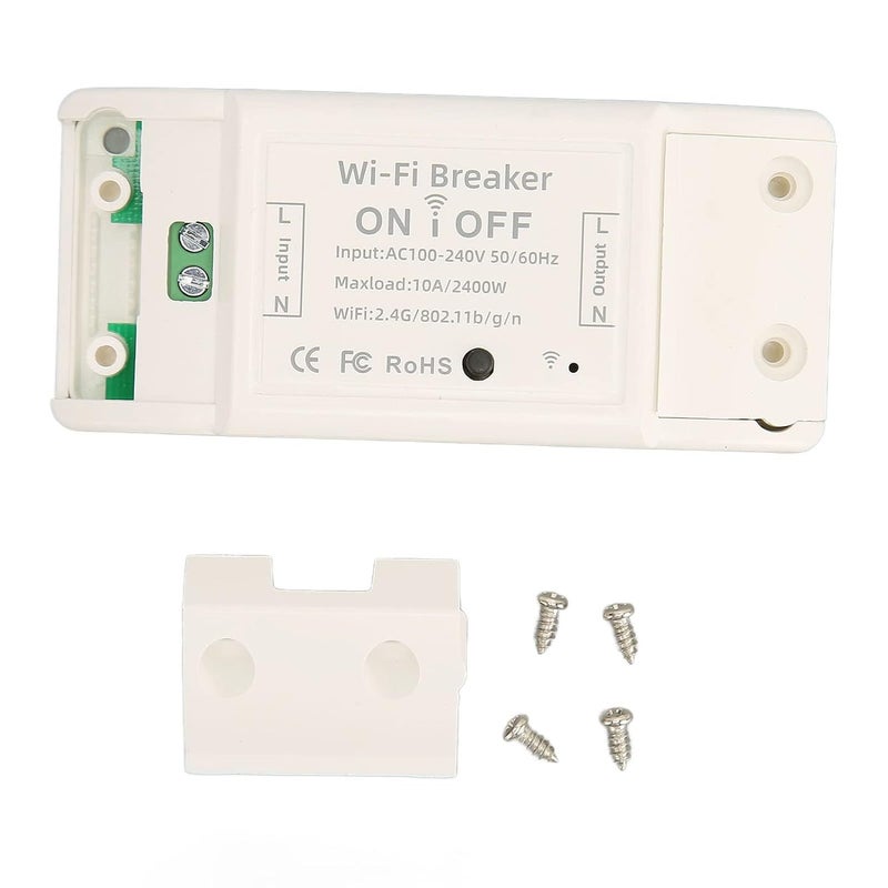مفتاح إضاءة ذكي AC100 240V 10A، مقاس 88x39x24 مم من البولي كربونات مع مسامير تثبيت، مثالي للإضاءة والمراوح وسخانات الجراج. - Image 1
