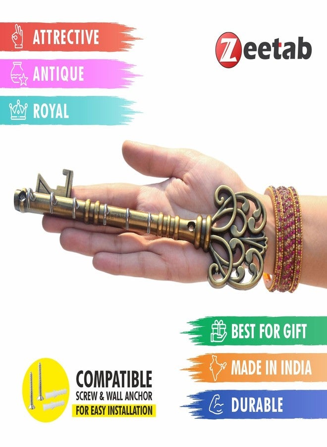 Zeetab Metal Vintage Key Holder & Hanger with 6 Hooks | Antique Royal Key Stand Wall Mount (22x7cm) - Image 3