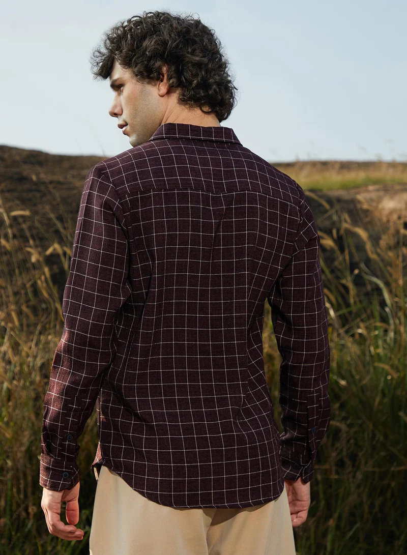 CAHOOT  Men's Mocha Brown Graph-Check Shirt for Men | Best Price UAE