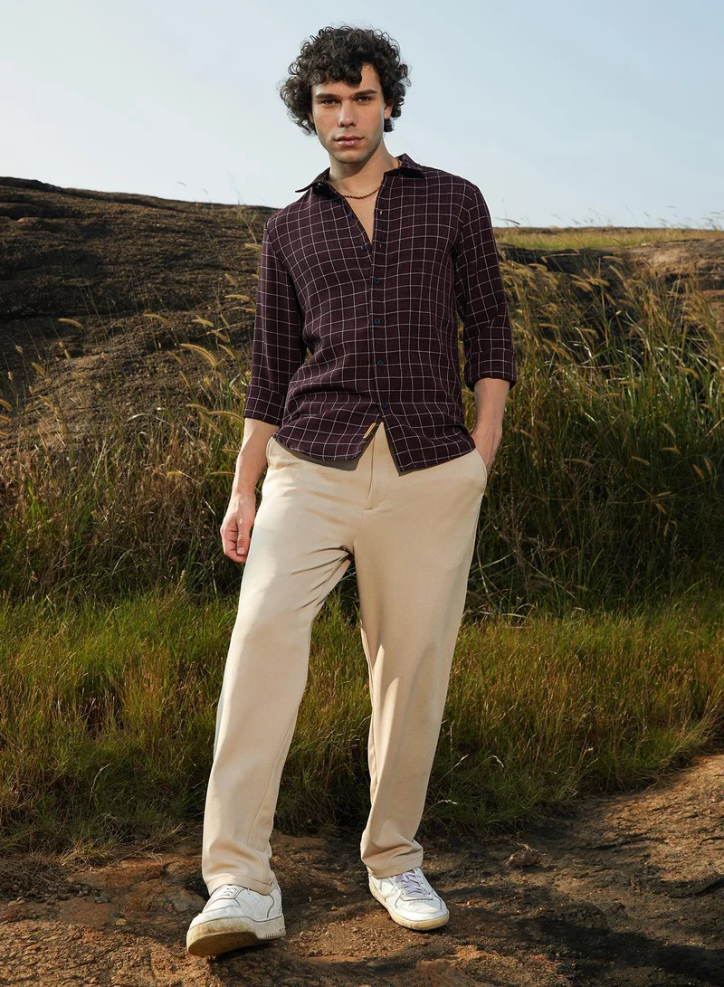 CAHOOT  Men's Mocha Brown Graph-Check Shirt for Men | Best Price UAE