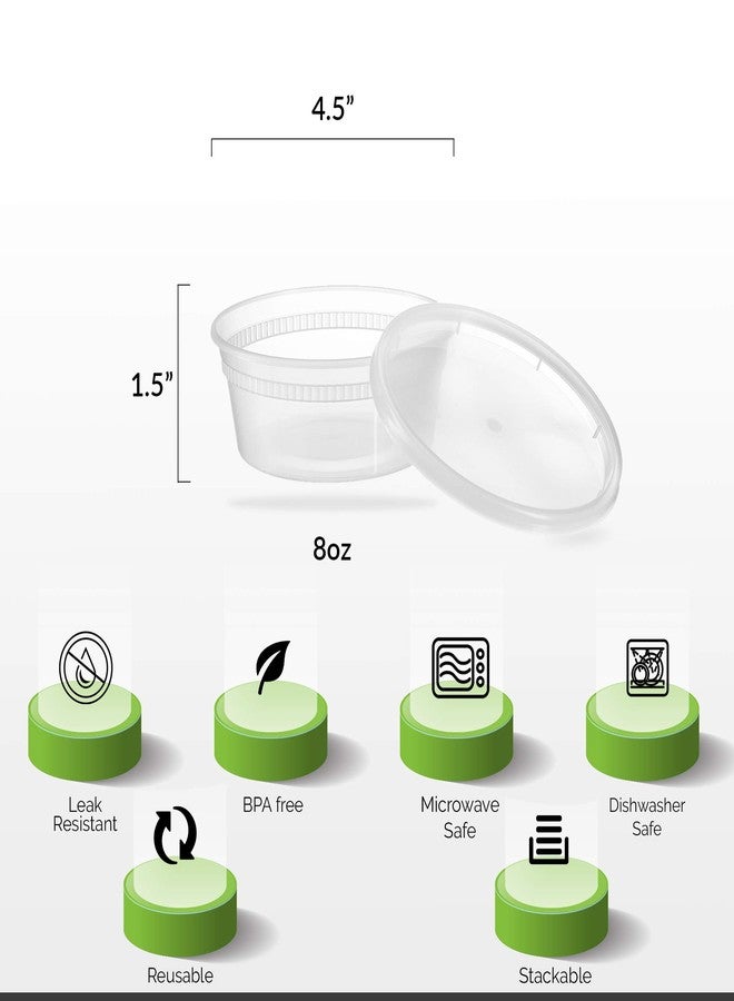 Basix [48 Count 8 Oz Combo] Disposable plastic Deli Food Storage Containers With Plastic Lids, Leakproof, Great For Meal Prep, Picnic, Take Out, traveling, Fruits, Snack, or Liquids - Image 5