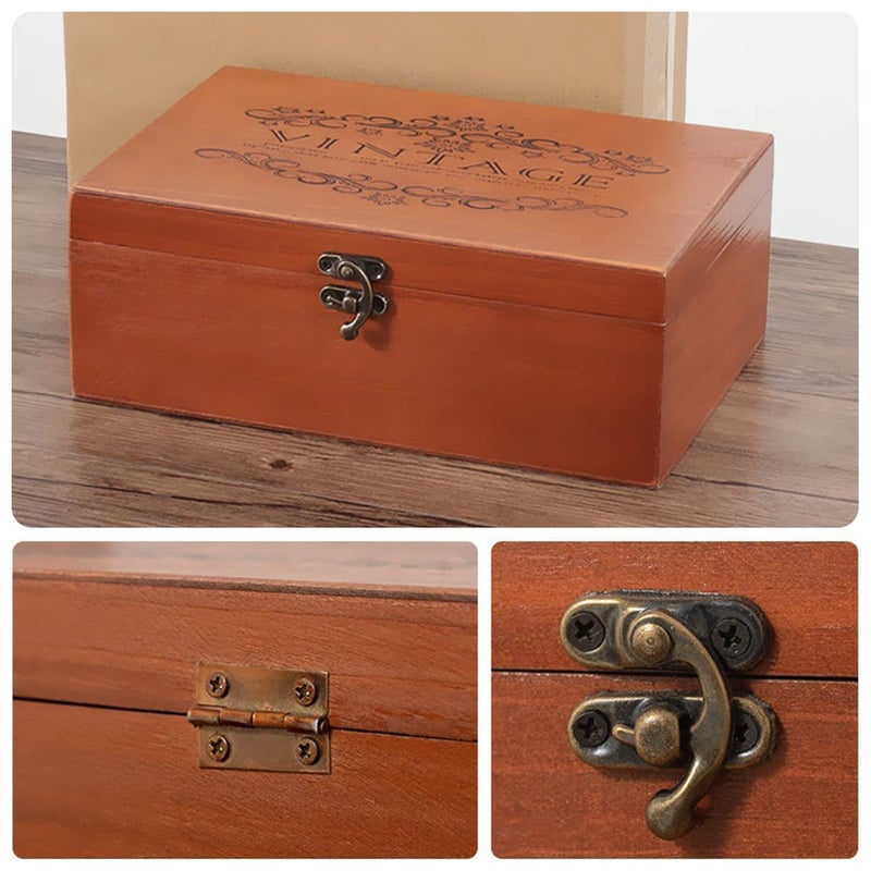 EAEDMY 36 Sets Retro Jewelry Box Hinges and Latches Hooks, Small Latches Hinges for Wooden Boxes Hardware, Antique Cabinet Furniture Hinges Hasp Clasp - Bronze Tone (36pcs) - Image 4