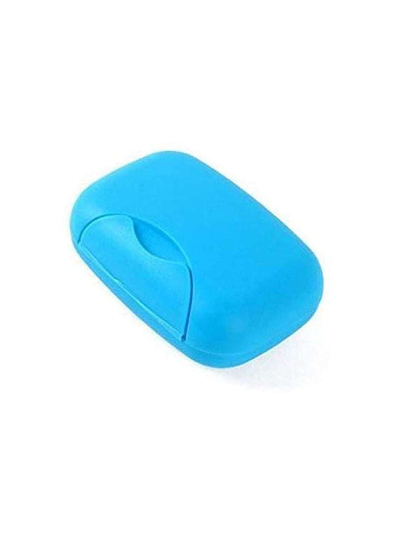 Portable Blue Plastic Soap Case for Travel and Bathroom Hygienic Soap Dish with Lid