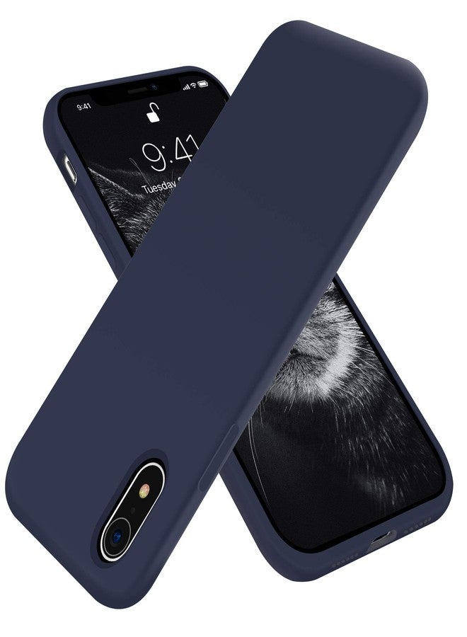 اوتوفلاي جراب OTOFLY متوافق مع iPhone XR مقاس 6.1 بوصة، [سلسلة الملمس الحريري والناعم] جراب حماية كامل للجسم مصنوع من مطاط السيليكون السائل الناعم الممتاز لهاتف iPhone XR (أزرق منتصف الليل) - Image 1