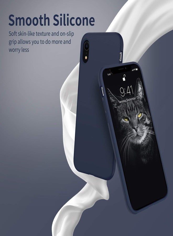 اوتوفلاي جراب OTOFLY متوافق مع iPhone XR مقاس 6.1 بوصة، [سلسلة الملمس الحريري والناعم] جراب حماية كامل للجسم مصنوع من مطاط السيليكون السائل الناعم الممتاز لهاتف iPhone XR (أزرق منتصف الليل) - Image 4
