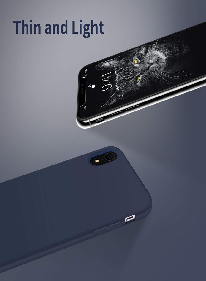 اوتوفلاي جراب OTOFLY متوافق مع iPhone XR مقاس 6.1 بوصة، [سلسلة الملمس الحريري والناعم] جراب حماية كامل للجسم مصنوع من مطاط السيليكون السائل الناعم الممتاز لهاتف iPhone XR (أزرق منتصف الليل) - Image 3