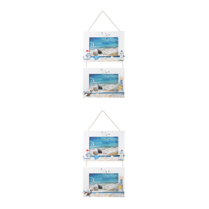 2pcs Wall Picture Frame Pendant Decorative Mediterranean Style Wall Hanging Photo Collage Frame for Home Living Room and Bedroom - Image 1