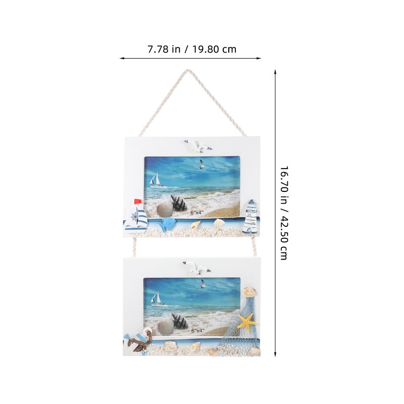 2pcs Wall Picture Frame Pendant Decorative Mediterranean Style Wall Hanging Photo Collage Frame for Home Living Room and Bedroom - Image 2