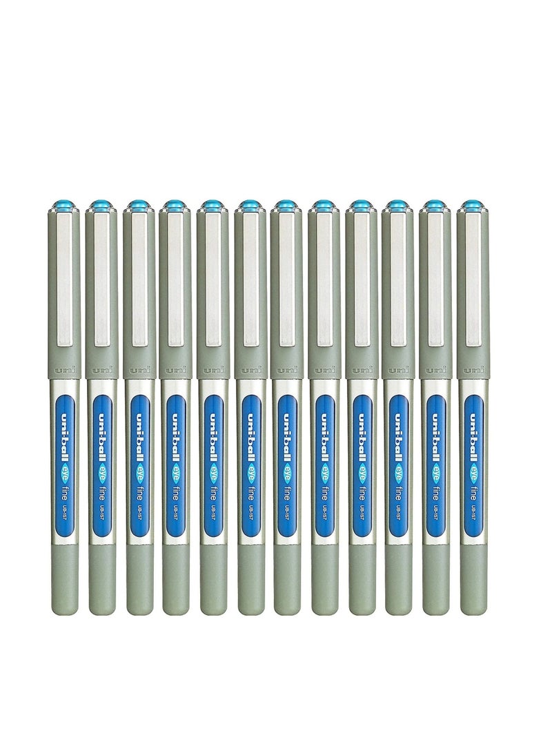Uniball قلم حبر سائل Eye Fine Roller مكون من 12 قطعة برأس 0.7 مم وحبر أزرق فاتح - Image 1