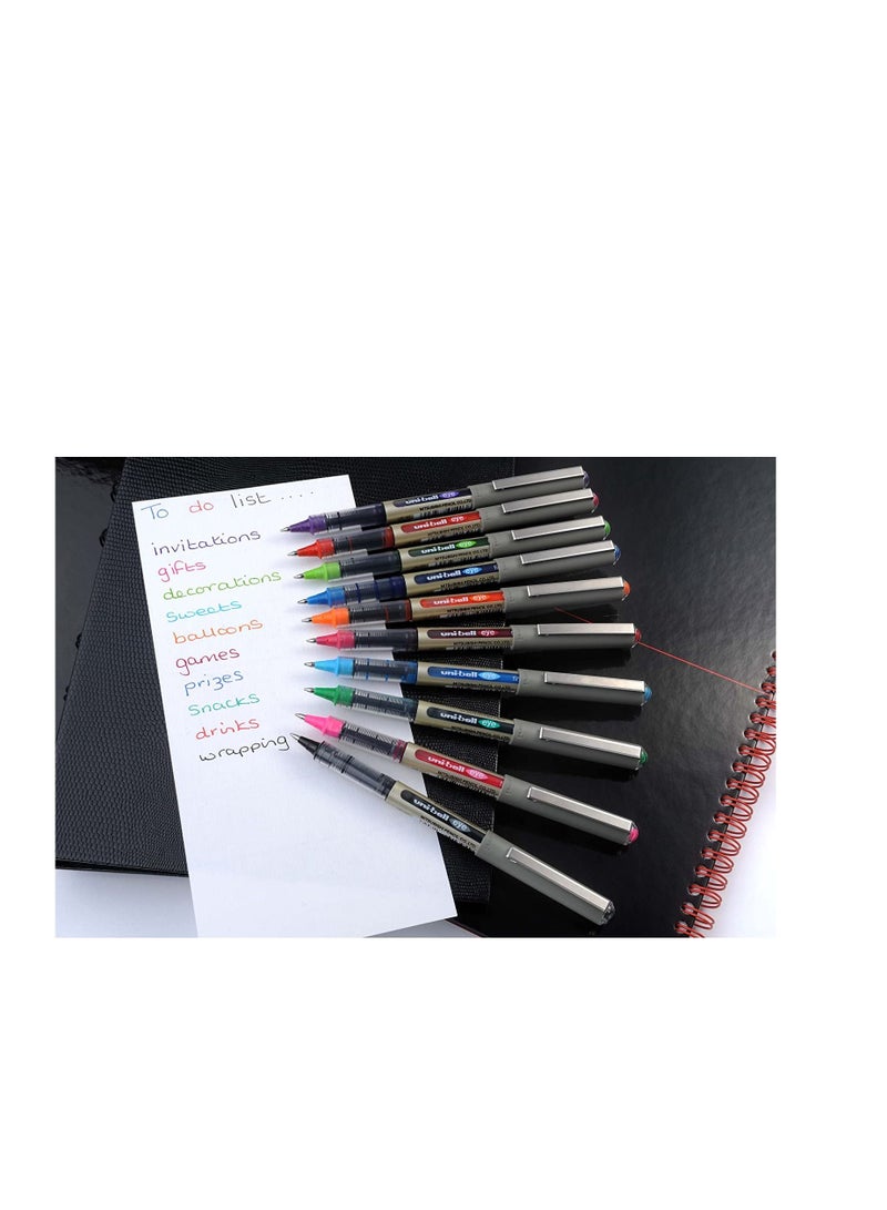 Uniball قلم حبر سائل Eye Fine Roller مكون من 12 قطعة برأس 0.7 مم وحبر أزرق فاتح - Image 3