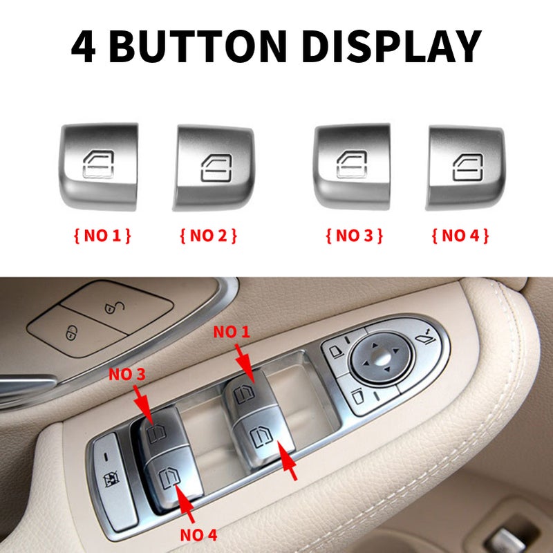 Window Switch Button Covers Replacement For Mercedes Benz C GLC Class W205 W213 2015-2023,W253 GLC Class 2016-2022, Window Control Power Push Button Cover - Image 5