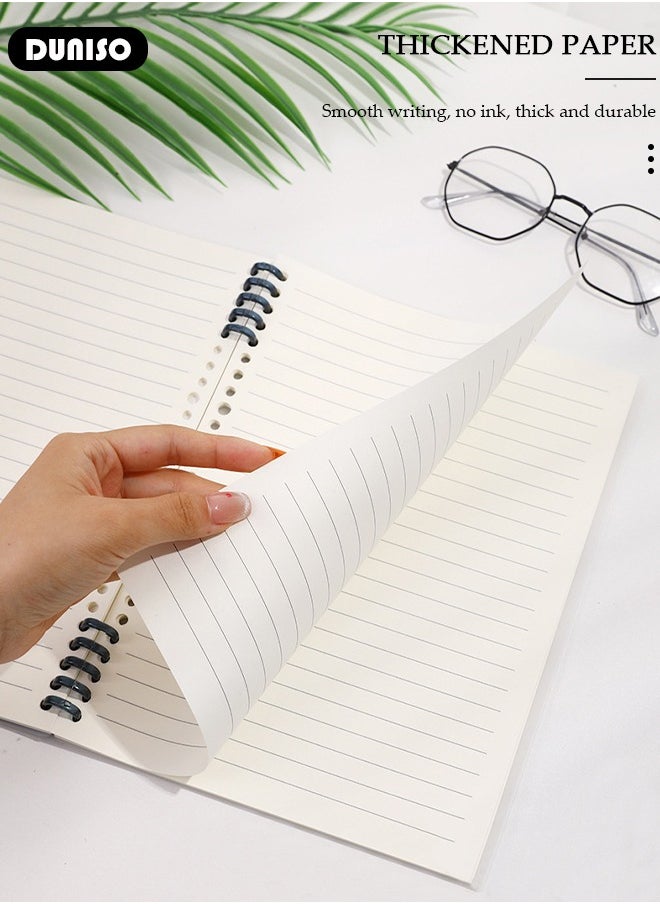 DUNISO - Spiral Notebooks, A5 120 Pages Hardcover Journal Notebooks, Waterproof Scratch-resistant Loose Leaf Detachable Notebooks, Classic Transverse Line Notepad for Study and Work and Notes - Image 1