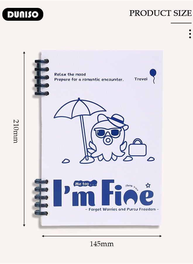 DUNISO - Spiral Notebooks, A5 120 Pages Hardcover Journal Notebooks, Waterproof Scratch-resistant Loose Leaf Detachable Notebooks, Classic Transverse Line Notepad for Study and Work and Notes - Image 1