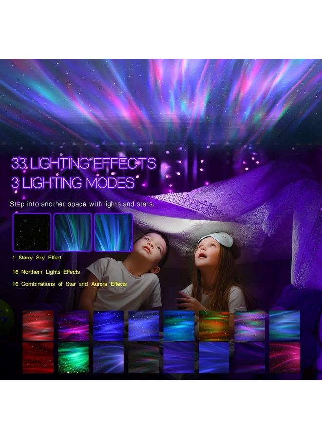 Bluejw Northern Galaxy Light Aurora Projector with 33 Light Effects, Night Lights LED Star Projector for Bedroom Nebula Lamp, Remote, White Noises, Bluetooth Speaker for Parties, Gifts, Christmas, Birthday - Image 3