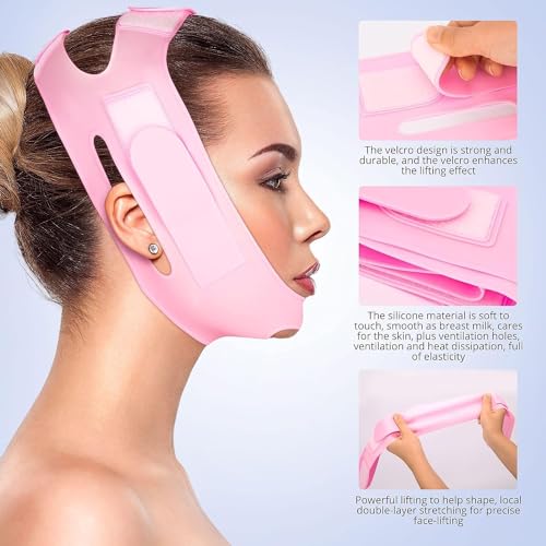 VINATOSLA Double Chin Lift Mask,Silicon V Line Lifting Face Lifting Mask Double Chin Reducer For Women And Men Tightening Skin Cheek Chin Neck Slimming Thin Belt,Jaw Exerciser, Chin Up Patch - Image 3