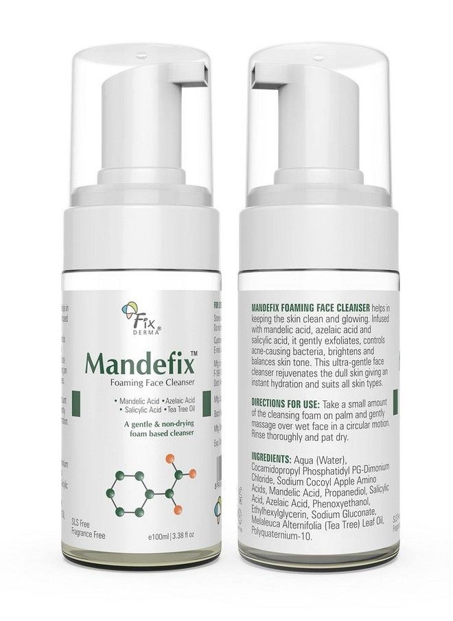 FIXDERMA Mandefix Foaming Cleanser With 2% Salicylic Acid ; Nondrying Cleanser Exfoliator Reduces Skin Ageing ; Salicylic Acid Face Wash For Sensitive And Acne Prone Skin 100Ml  - Image 1
