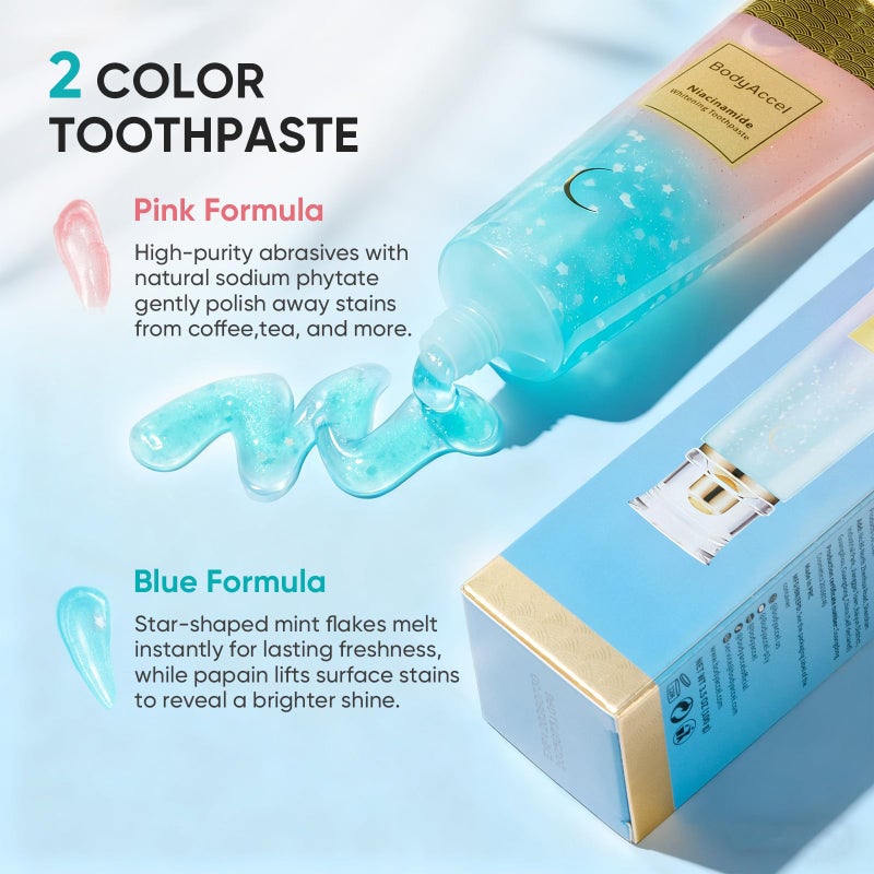 BodyAccel Niacinamide Whitening Toothpaste, Niacinamide Intensive Whitening Toothpaste with Natural Gentle Care Deep Stain Removal Clean Peach Flavor, Improves Gum Health, Fresh Breath (1) - Image 3