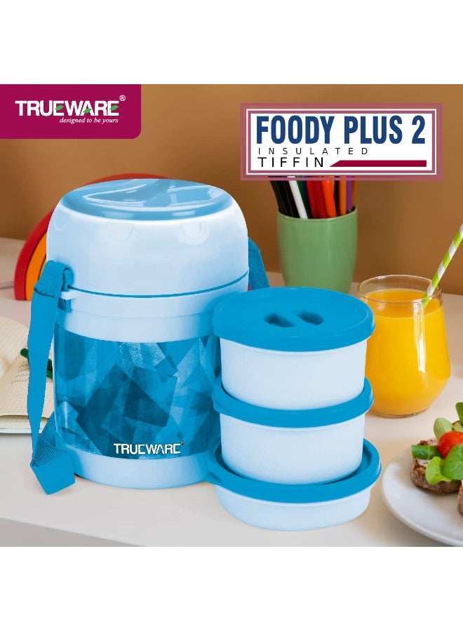 Trueware Foody Plus 2 Thermoware Lunch Box with 3 Microwave conainter (2 x 300 ML & 1 x 200 ML) - Image 1