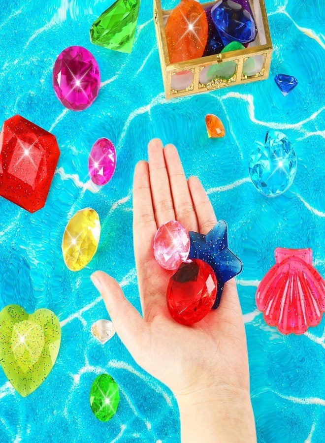MARFOREVER Big Diving Gem Pool Toys 22Pcs, Colorful Large Diamond Pool Gems Sinking Diving Gems with 2 Treasure Chest Pirate Boxes Summer Underwater Crystals Treasure for Kids Swimming Training Gift - Image 3
