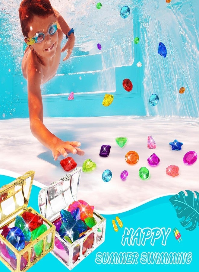 MARFOREVER Big Diving Gem Pool Toys 22Pcs, Colorful Large Diamond Pool Gems Sinking Diving Gems with 2 Treasure Chest Pirate Boxes Summer Underwater Crystals Treasure for Kids Swimming Training Gift - Image 5