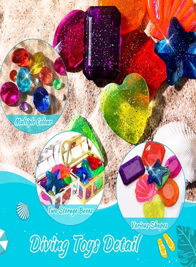 MARFOREVER Big Diving Gem Pool Toys 22Pcs, Colorful Large Diamond Pool Gems Sinking Diving Gems with 2 Treasure Chest Pirate Boxes Summer Underwater Crystals Treasure for Kids Swimming Training Gift - Image 4