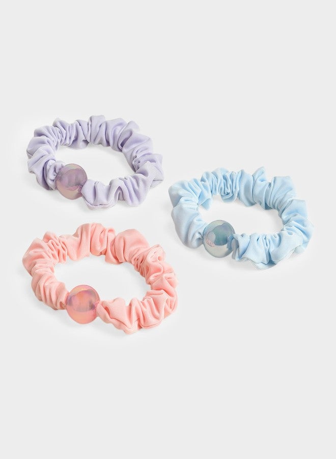 Mi Arcus Soft & Stylish Decorative Hair Scrunchies -Multicolour (Pack of 3) - Image 3