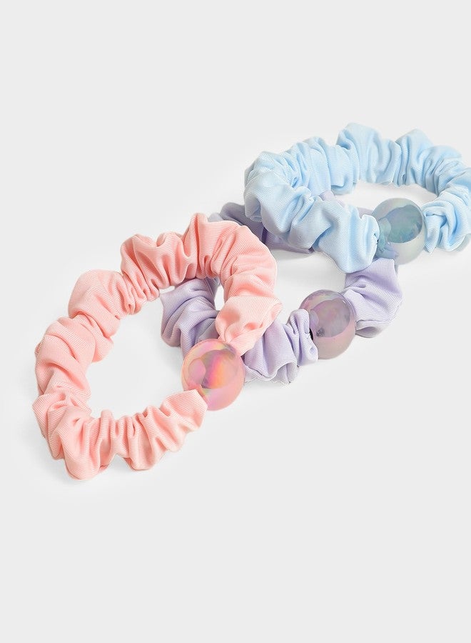 Mi Arcus Soft & Stylish Decorative Hair Scrunchies -Multicolour (Pack of 3) - Image 4