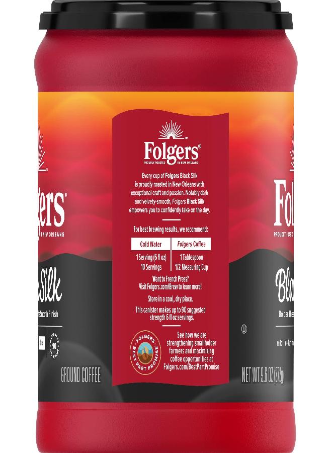 Folgers Black Silk Dark Roast Coffee, 9.6 Ounces (Pack of 6) - Image 2