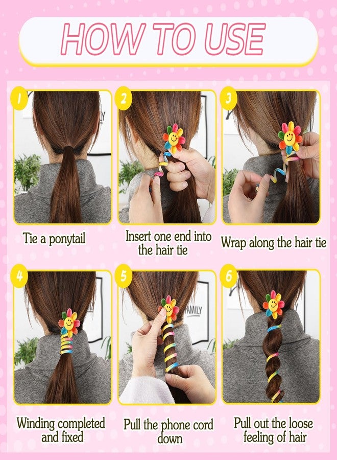 JUNEBRUSHS 12Pcs Spiral Hair Ties for Kids, Colorful Telephone Wire Hair Bands Elastic Braided Telephone Cord Hair Accessories for Little Girls, Ponytail Holders Phone Cord Coil Hair Ties Bulk - Image 4
