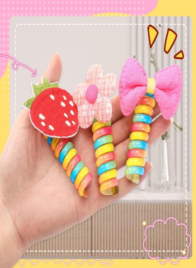 JUNEBRUSHS 12Pcs Spiral Hair Ties for Kids, Colorful Telephone Wire Hair Bands Elastic Braided Telephone Cord Hair Accessories for Little Girls, Ponytail Holders Phone Cord Coil Hair Ties Bulk - Image 5